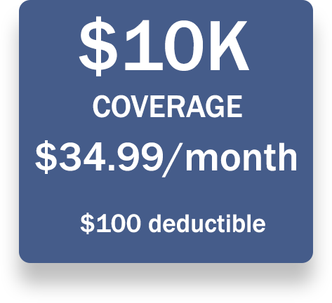 10000 coverage 34.99/mo